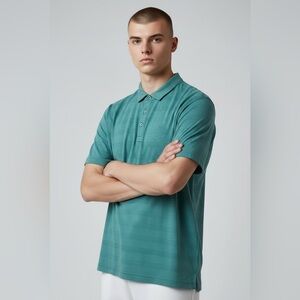 Travis Mathew Sea Green Golf Polo Shirt Men’s size large faint stripe